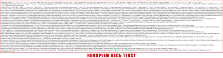 Страница с SESSION-токеном аккаунта ChatGPT